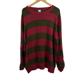 A Nightmare On Elm Street Sweater Mens XXL Red Green Striped Freddy Krueger